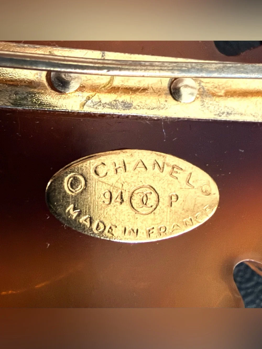 CHANEL Vintage 1994 94P Tortoiseshell Heart CC Clover Brooch